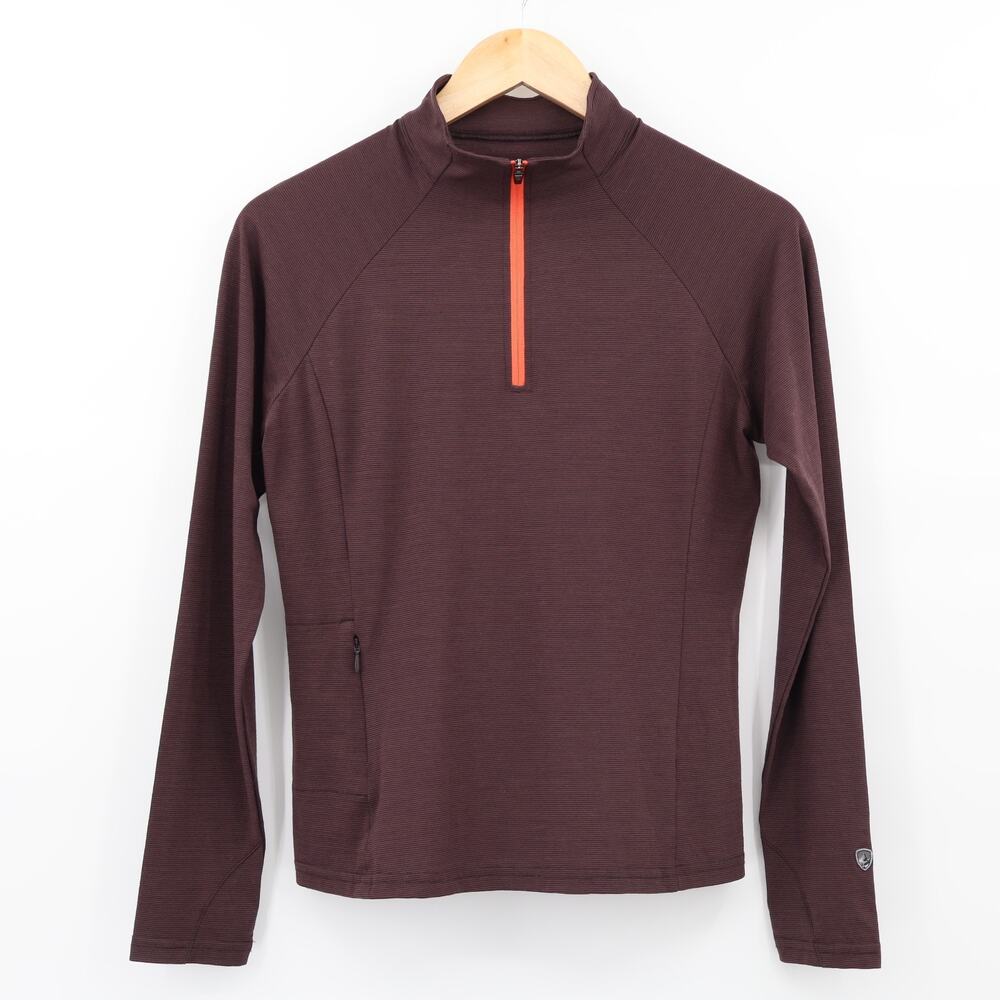 Kuhl Sz XS 1/4 Zip Pullover Sz XS Brown Outdoor Thumbholes Merino Wool Blend